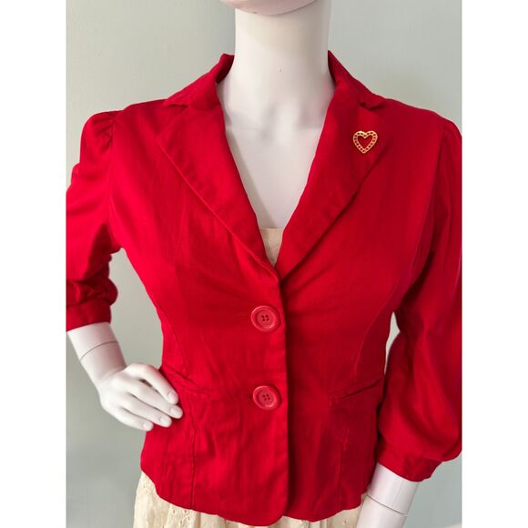 Ashley By 26 International Vintage Y2k Short Red Blazer Suit Jacket size Small - Picture 5 of 8